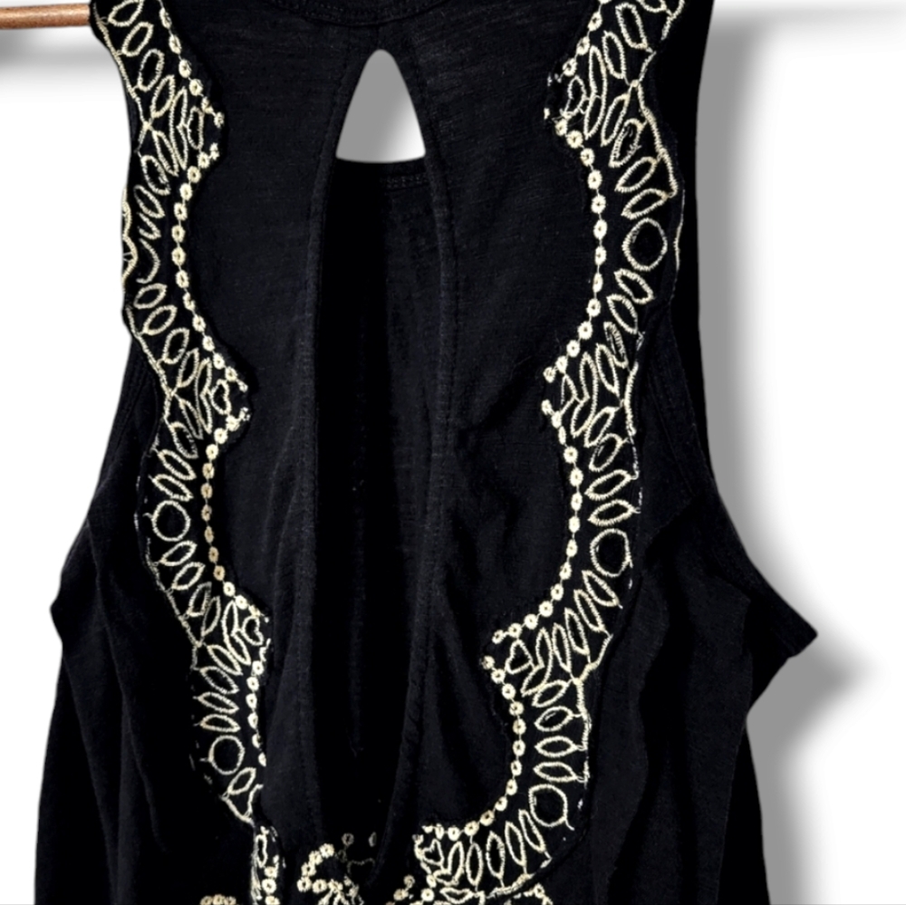Free People Boho Toosaloosa Slub Attina Eyelet Keyhole Cut Out Swing Tank Top - Picture 8 of 14